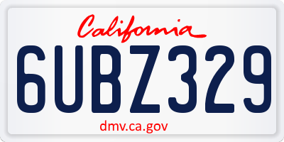 CA license plate 6UBZ329