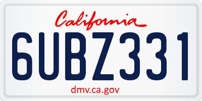 CA license plate 6UBZ331