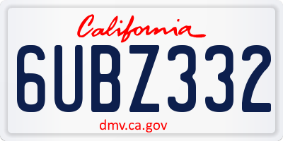 CA license plate 6UBZ332