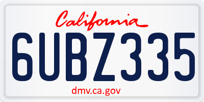 CA license plate 6UBZ335