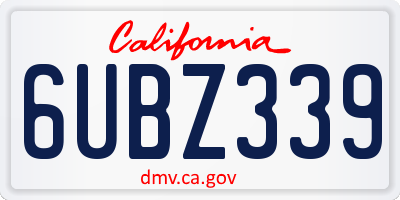 CA license plate 6UBZ339