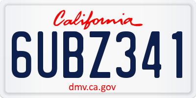 CA license plate 6UBZ341