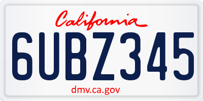 CA license plate 6UBZ345
