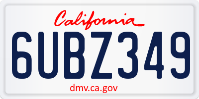 CA license plate 6UBZ349