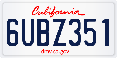 CA license plate 6UBZ351