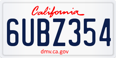 CA license plate 6UBZ354