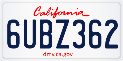 CA license plate 6UBZ362