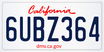 CA license plate 6UBZ364
