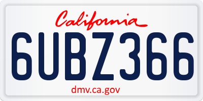 CA license plate 6UBZ366