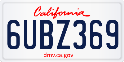 CA license plate 6UBZ369