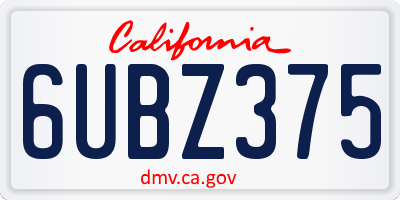 CA license plate 6UBZ375