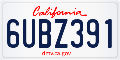 CA license plate 6UBZ391