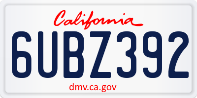 CA license plate 6UBZ392