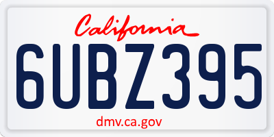CA license plate 6UBZ395