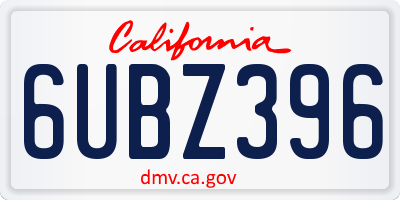 CA license plate 6UBZ396