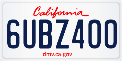 CA license plate 6UBZ400