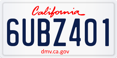 CA license plate 6UBZ401