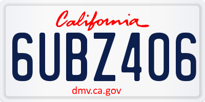 CA license plate 6UBZ406
