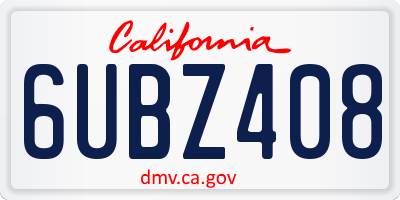 CA license plate 6UBZ408