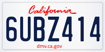 CA license plate 6UBZ414
