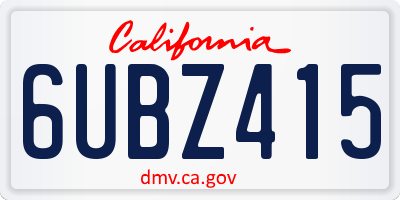 CA license plate 6UBZ415