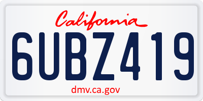 CA license plate 6UBZ419
