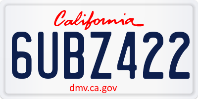 CA license plate 6UBZ422