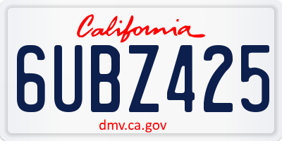 CA license plate 6UBZ425