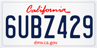 CA license plate 6UBZ429