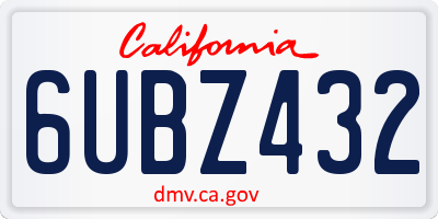 CA license plate 6UBZ432