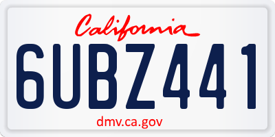 CA license plate 6UBZ441