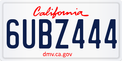 CA license plate 6UBZ444