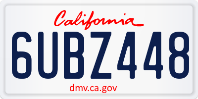 CA license plate 6UBZ448