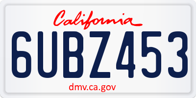 CA license plate 6UBZ453