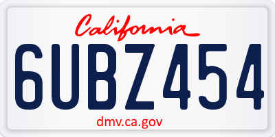CA license plate 6UBZ454