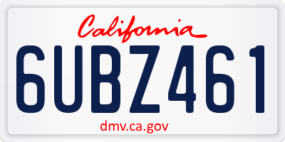 CA license plate 6UBZ461