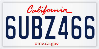 CA license plate 6UBZ466