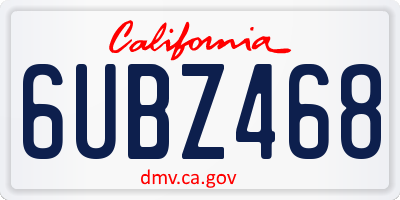 CA license plate 6UBZ468