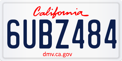 CA license plate 6UBZ484
