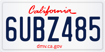 CA license plate 6UBZ485