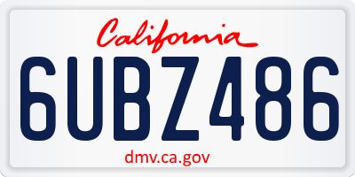 CA license plate 6UBZ486