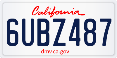 CA license plate 6UBZ487