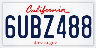 CA license plate 6UBZ488