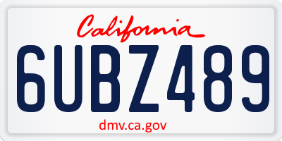 CA license plate 6UBZ489