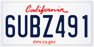 CA license plate 6UBZ491