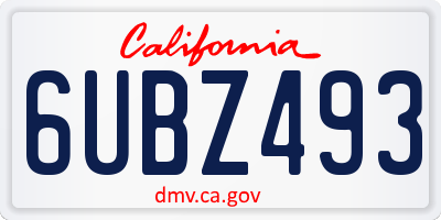 CA license plate 6UBZ493