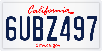 CA license plate 6UBZ497
