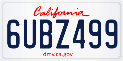 CA license plate 6UBZ499