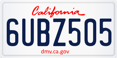 CA license plate 6UBZ505
