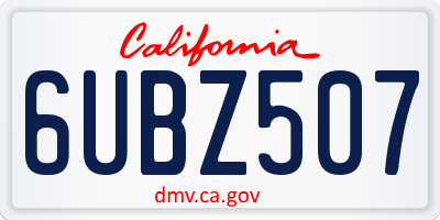 CA license plate 6UBZ507